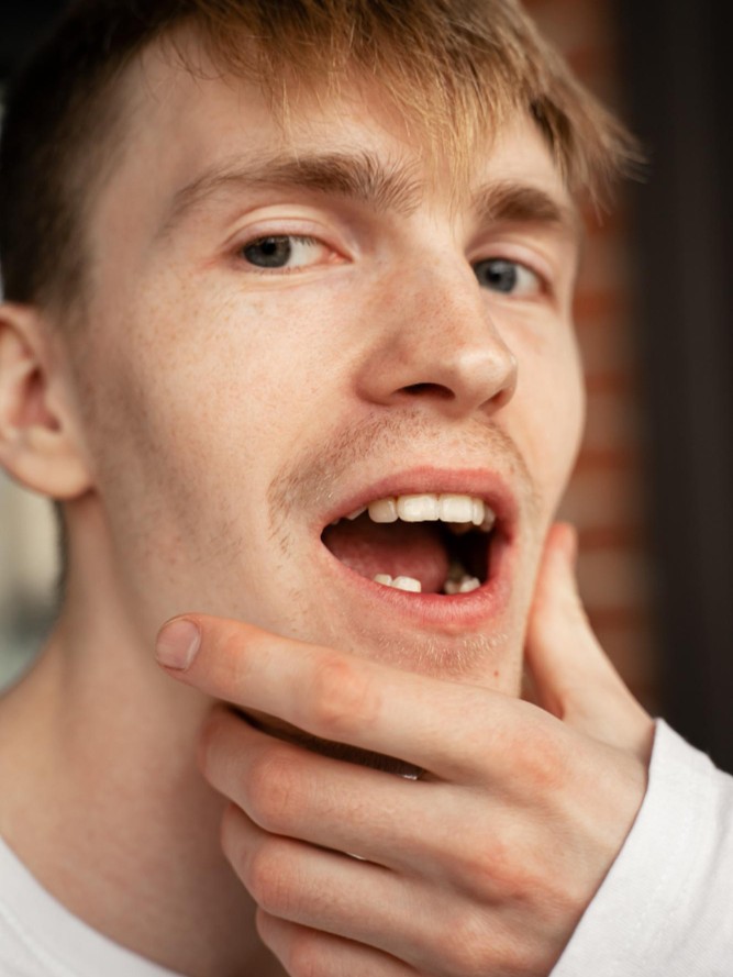 Pacient cu dinte lipsă care are nevoie de implant